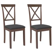 Vidaxl Jedilni stoli z blazinami 2 kosa Brown Solid Wood Rubber