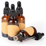 shumee STEKLENIČKA S KAPALJKO ZA ETERIČNA OLJA, RJAVA, PRAZNA, 30 ml, 4 kos.