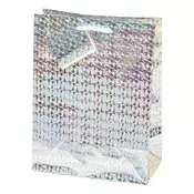 Dekorativna torba CREATIVE Special Hologram M 18x23x10 cm jednobojna srebrna s uvijenim ručkama 75032