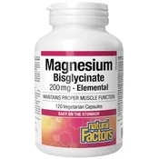 Natural Factors – Čisti magnezijev bisglicinat 200 mg, 120 kapsul