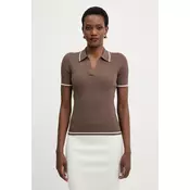 Armani Exchange pletena polo ženska majica z viskozo