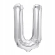 Nikcorp Folijski balon črka U srebrn 40 cm | Balon za rojstni dan, zabavo, obletnico | Dekoracija za praznovanje in napise