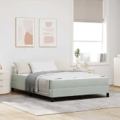 Vidaxl Postelja boxspring z vzmetnico Svetlo siva 160 x 200 cm Žamet