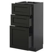 METOD / KNIVSHULT Podni element s 3 fioke, Crnosiva/Lerhyttan crno bajcovano, 40x37 cm