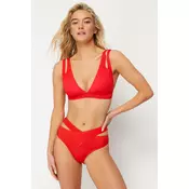 Trendyol Red Cut Out/Windowed High Waist Regular Bikini Bottom