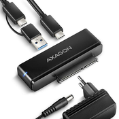 AXAGON ADSA-FPX, adapter USB-C 10Gbps - SATA 6G, 2,5/3,5 SSD/HDD FAST PORT X, vključno z napajalnik za izmenični tok