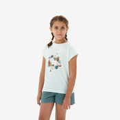 Majica kratkih rukava za planinarenje MH100 za djecu 7 - 15 godina tirkizna