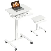 HOMCOM HOMCOM Višinsko nastavljiva prenosna miza za prenosnik MDF, jeklo 65D x 60Š x 71–107V cm bela, (5000243023)