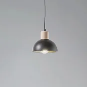 EMIBIG LIGHTING Seco viseča svetilka, O 18 cm, črna, kovina/les - Dnevna soba/jedilnica - črna, svetel les