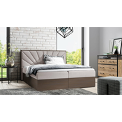 Boxspring postelja Wood 7 - 200x200 cm - temni hrast