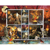 Sunsout - Puzzle Poštne znamke Halloween: Skeleton Dance - 1 000 kosov