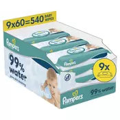 Pampers 99% Water Pure Skin Cleaning vlažilni robčki, 9 x 60 kosov