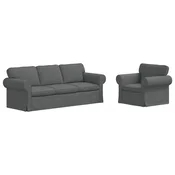 Vidaxl Kavčna garnitura 2 szt. Temno siva 215 x 82 x 80 cm blago