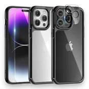Komplet ovitek Tauri Shockproof  + zaščitno steklo + zaščita za kamero za iPhone 15 Pro Max