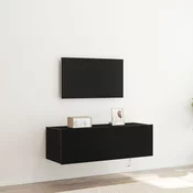 vidaXL vidaXL TV Stenska omara z LED lučmi Črna hrast 100x35x31 cm, (22086719)