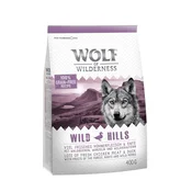 Wolf of Wilderness - zajčji uhlji z dlako - Dodatno: Wolf of Wilderness suha hrana - Wild Hills raca (400 g)