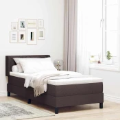 Vidaxl Postelja boxspring z vzmetnico Temno rjava 90 x 190 cm