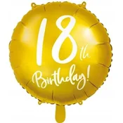PartyDeco Folija balon za 18. rojstni dan zlat 45 cm