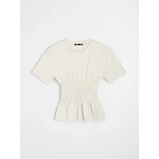 Sinsay - Pamucna bluza sa naborima - krem