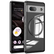 GS Ovitek za Google Pixel 7a z zaščito kamere, pripravljen za MagSafe, prozoren s črnim okvirjem