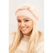 Kesi Womens winter fluffy hat with decoration and fur powder pink