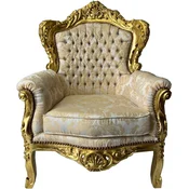 Casa Padrino baroque armchair with rhinestones gray/beige/gold - Living room furniture in baroque style