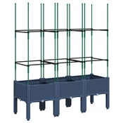 Vidaxl Cvetlično korito z oporno mrežo modro sivo 120x40x142,5 cm PP