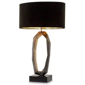 Casa Padrino luxury table lamp gunmetal/antique brass/black 50 x 30 x H. 86.5 cm - Desk lamp with marble base and oval lampshade - Luxury lighting - Luxury furniture - Luxury interior