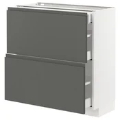 METOD/MAXIMERA Podstav omr z 2 ličnicama/3 predali, bela/Voxtorp temno siva, 80x37 cm