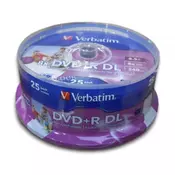 Verbatim Prazni DVD+R DL mediji Verbatim 43667, 25 komada, 8,5 GB, 240 min, mogućnost printanja