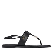 Sandali Calvin Klein Round Flat Sndl Thong Lth Hdw HW0HW02926 Črna