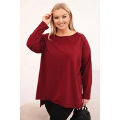 Asimetrična ženska bluza Plus Size bordo