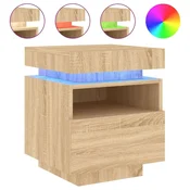 VIDAXL Nočna omarica z LED lučkami sonoma hrast 40x39x48,5 cm