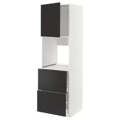 METOD / MAXIMERA Vis.el.pecn. s fiok/2front/2g.fioke, bela/Nickebo boja antracita, mat, 60x60x200 cm