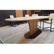Casa Padrino luxury dining table natural/black 240 x 120 x H. 77 cm - Oval solid wood kitchen table - Solid wood furniture - Dining room furniture - Luxury furniture - Luxury furnishings