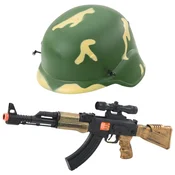 slomart Vojaški set: Kask z gumijastim trakom in mehanskim karabinom