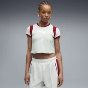 PUMA Graphic Slim Ringer Baby Tee Women, Clothing, Créme De Mint/Garnet Glow, M