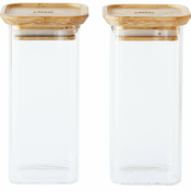 Kuhinjski kozarec za shranjevanje PKV-048, 320 ml, set 2 kosov, steklo / bambus, Pebbly