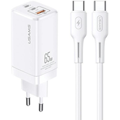 1 to 3 Usams 2Xusb-C Stenski Polnilec Usb Gań 65W Za Telefone Apple Iphone Pd