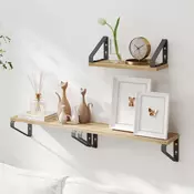 Songmics Komplet stenskih polic 3 kosi 12x30x11 cm 12x35x11 cm 12x40x11 cm črna