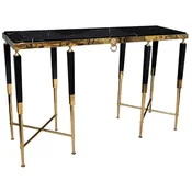 Casa Padrino luxury console black/gold 140 x 40 x H. 85 cm - Rectangular console table with faux marble top - Living room furniture - Luxury furniture - Luxury furnishings