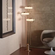 kdln LED-stoječa svetilka TRATTO, medenina, višina 150 cm, s tremi svetlobnimi - Dnevna soba/jedilnica - Dizajn - medenina, opalno bela - Steklo