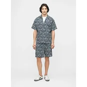 Jack & Jones Komplet srajca in kratke hlače iz blaga Milo Seersucker Resort 12297829 Mornarsko modra Loose Fit