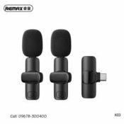 Mikrofon brezvrvični K03 Clip wireless, iPhone lightning, Remax, črna