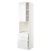 METOD / MAXIMERA Vis.el.pecn. s vratima/3 fioke, bela/Voxtorp v. sjaj bela, 60x60x240 cm