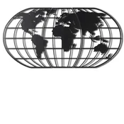 Wallity Zidna dekoracija World Map Globe LED, 60x120cm, Crna