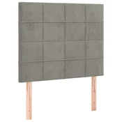 Vidaxl Vzglavje postelje svetlo sivo 80x5x118/128 cm žamet