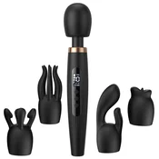 SuperLove Deluxe Massage Wand Kit with 4 Attachments & LED Display Black