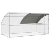 Vidaxl Kletka za piščance srebrna 400 x 200 x 198.5 cm Pocinkano jeklo