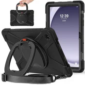 GS Ovitek za Samsung Galaxy Tab A9+ X210/X215/X216B, oklepni, vrtljiv za 360 stopinj, črn